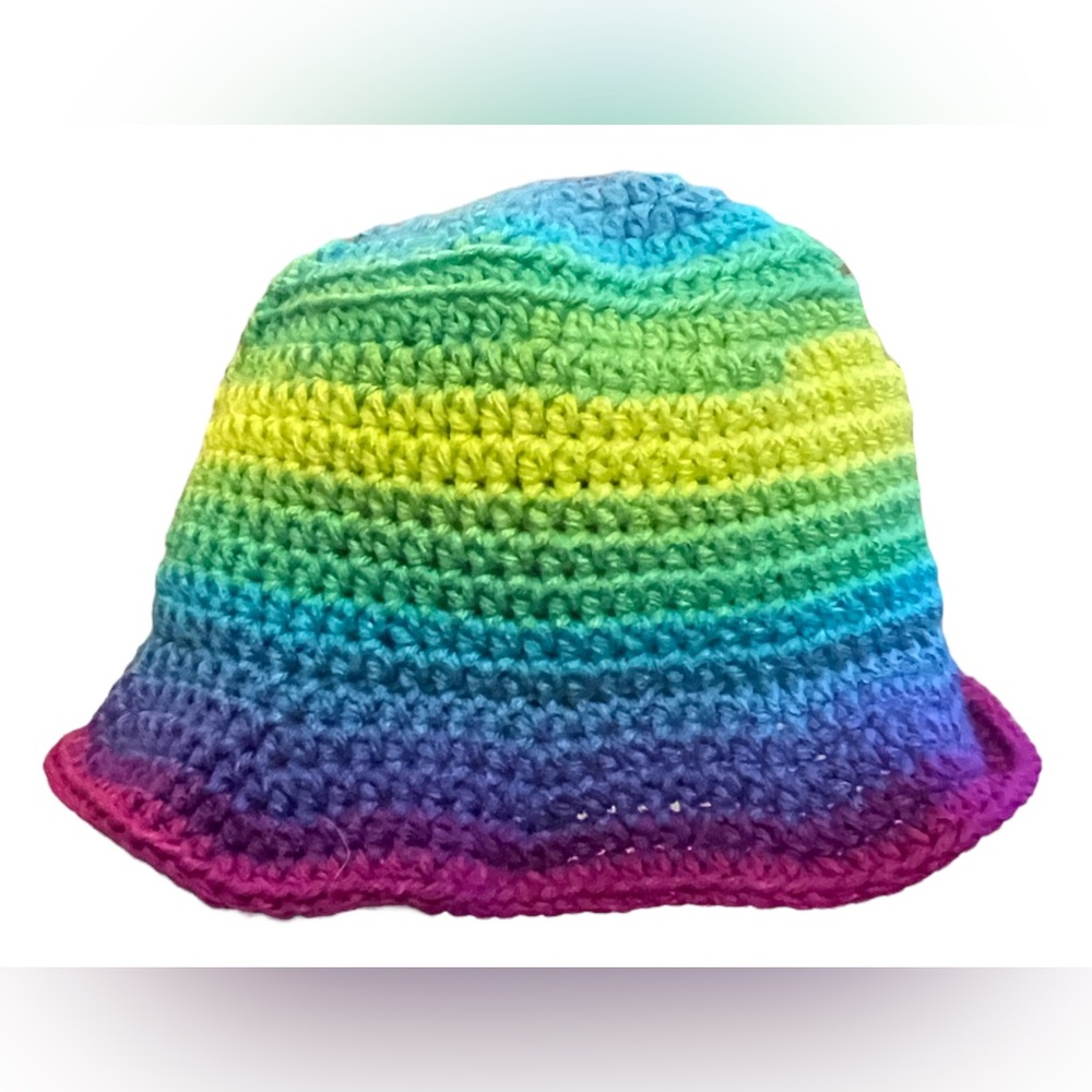 Girls Rainbow Crochet Bucket Hat